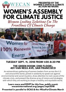 Read more about the article Join us 9/11 for the Women’s Assembly for Climate Justice